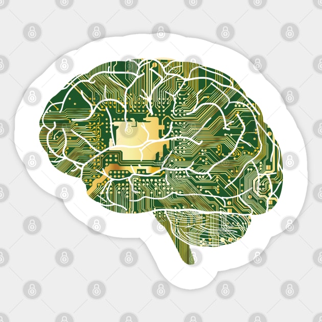 Motherboard Brain Shape Sticker by VshopDesign